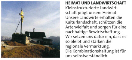 Wahlprogramm: Heimat und Landwirtschaft