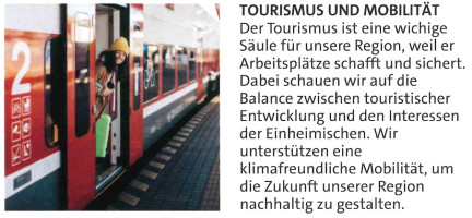 Wahlprogramm: Tourismus und Mobilität